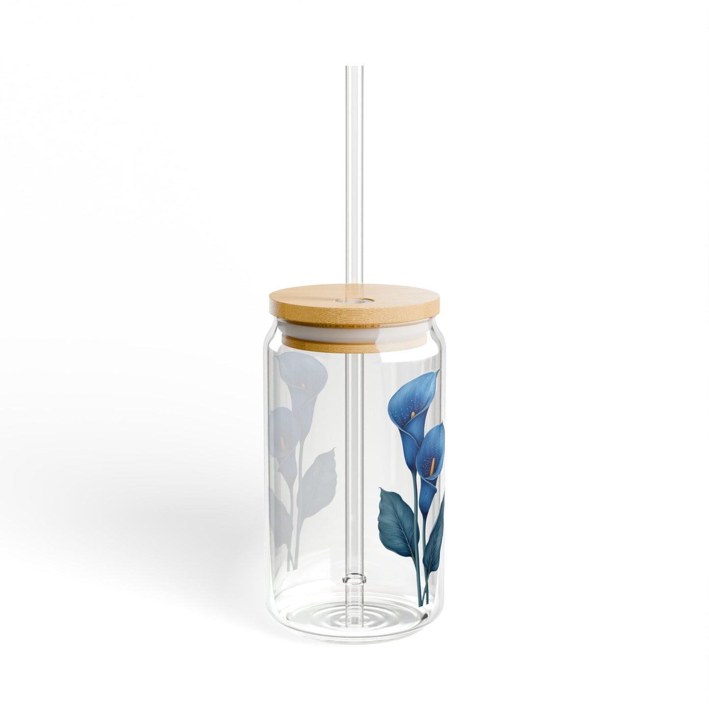 Blue beauty in bloom,  Customizable - Sipper Glass, 16oz