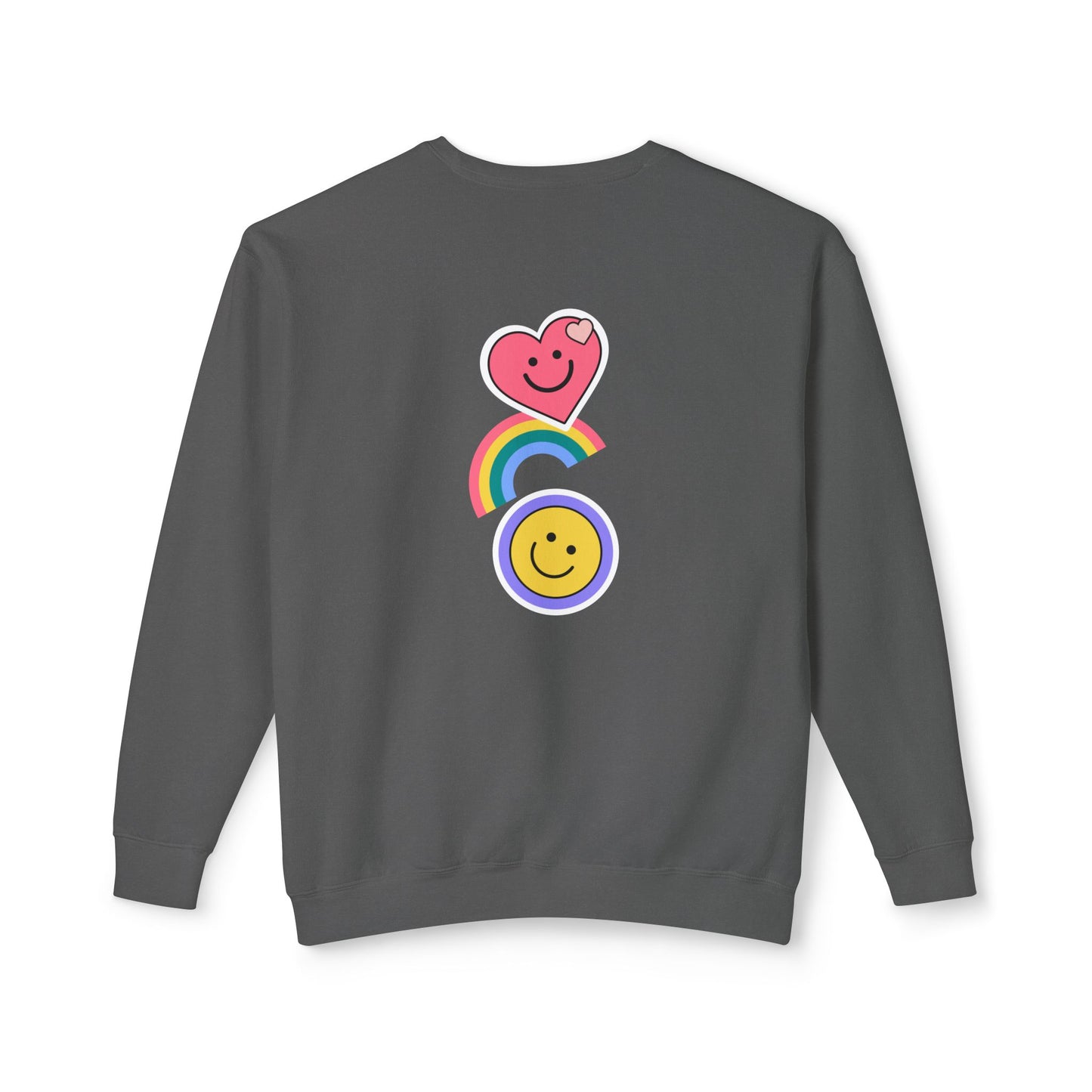 Flowers, Heart, Rainbow, Happy Face - Unisex Lightweight Crewneck Sweatshirt - 11485
