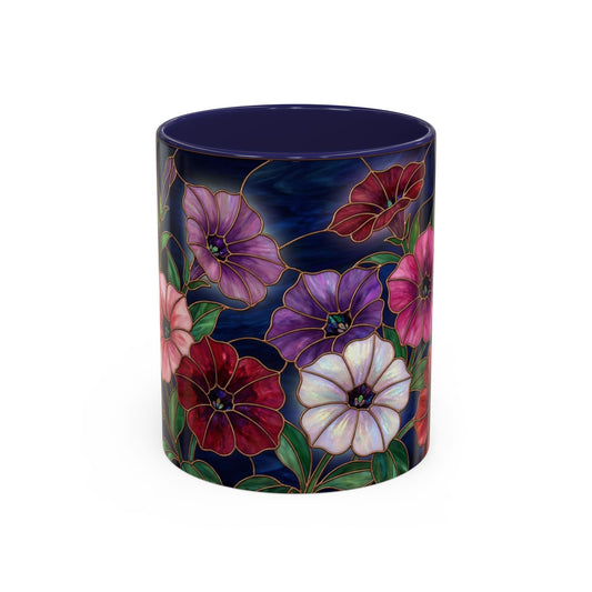 Petunia Floral Accent Coffee Mug – Stained-Glass  Design (11/15oz) - 14581