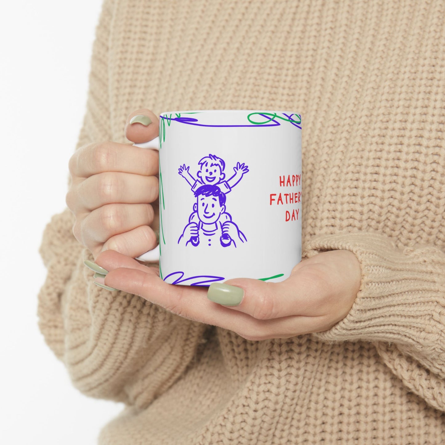 Happy Father's Day Ceramic Mug - Colorful Design for Dad | 11oz and 15oz - 12895
