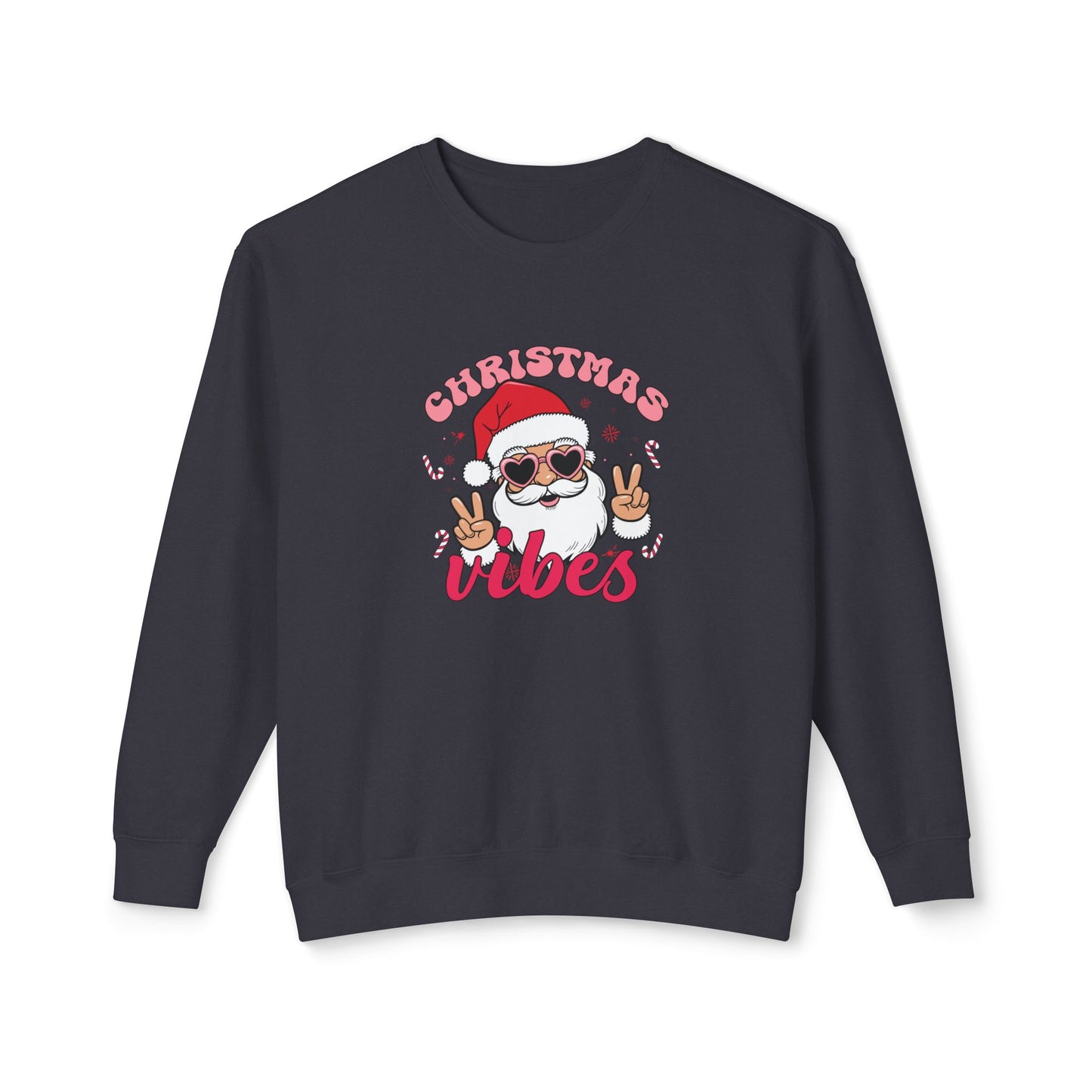 Santa, Christmas Vibes - Unisex Lightweight Crewneck Sweatshirt