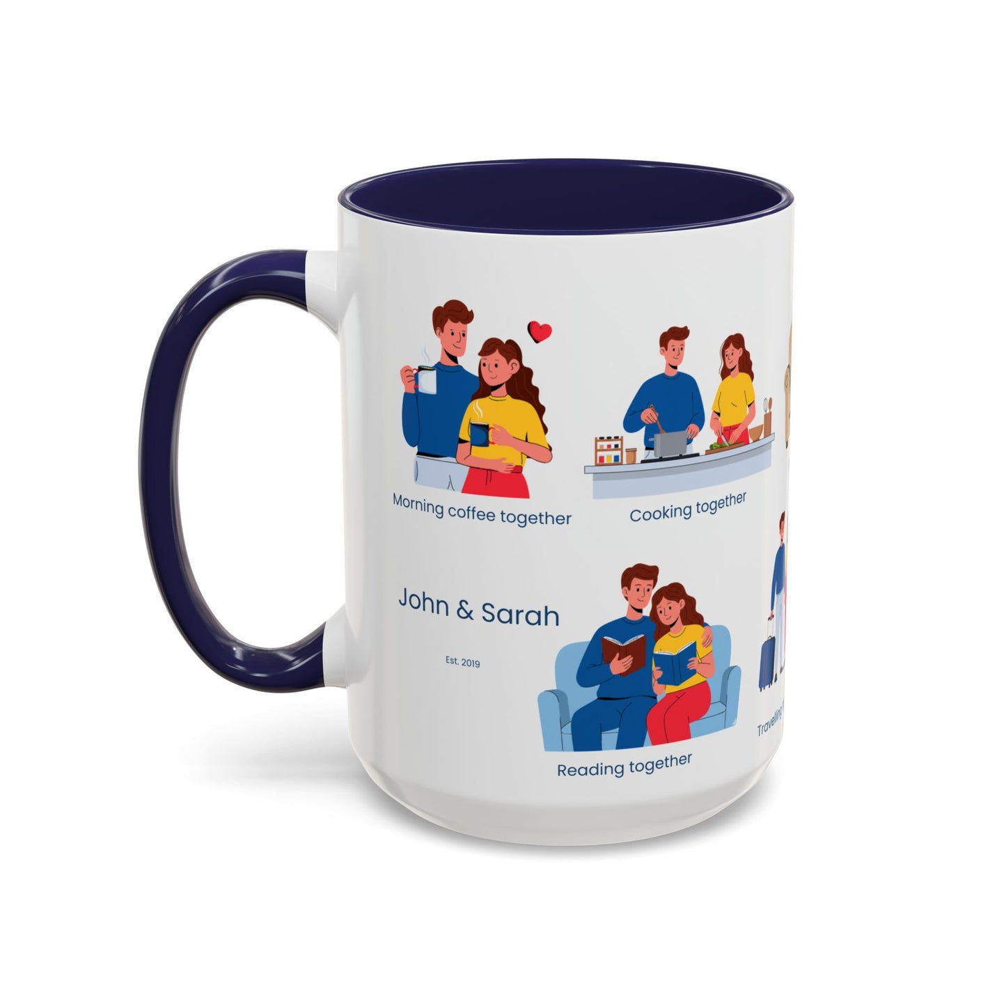 Our Favorite Things to Do Valentine’s Mug – Cozy Couples Illustrated Accent Coffee Mug - 14704