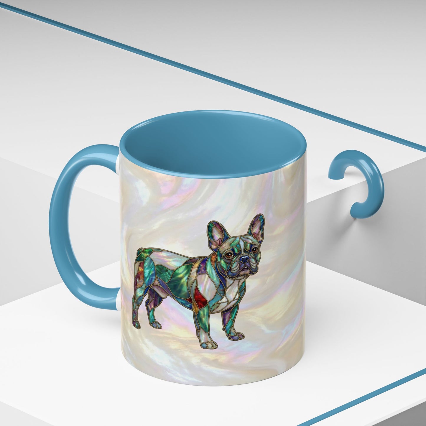 French Bulldog Accent Coffee Mug -Stained Glass Style (11/15oz) - 14632