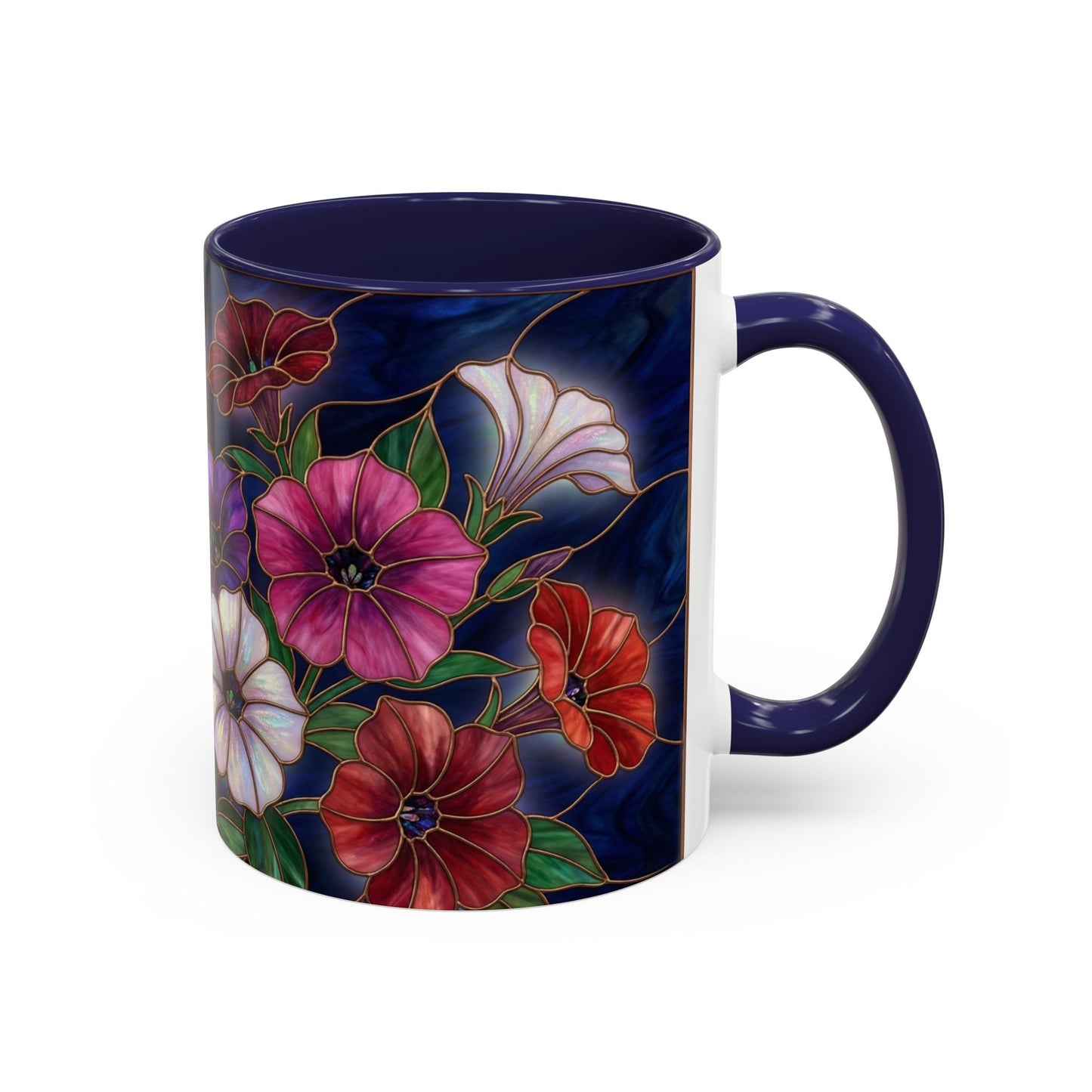 Petunia Floral Accent Coffee Mug – Stained-Glass  Design (11/15oz) - 14581