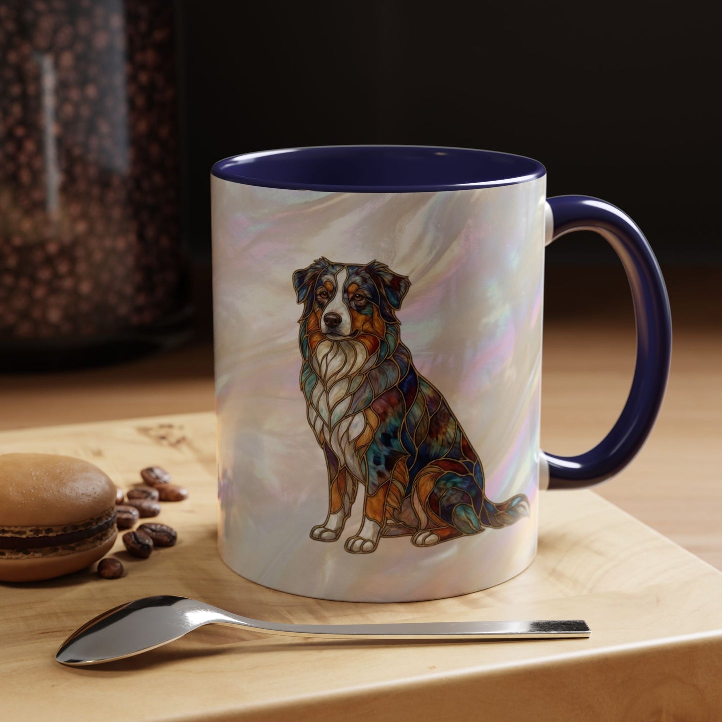 Australian Shepherd Accent Coffee Mug — Stained Glass Design (11/15oz) -14614