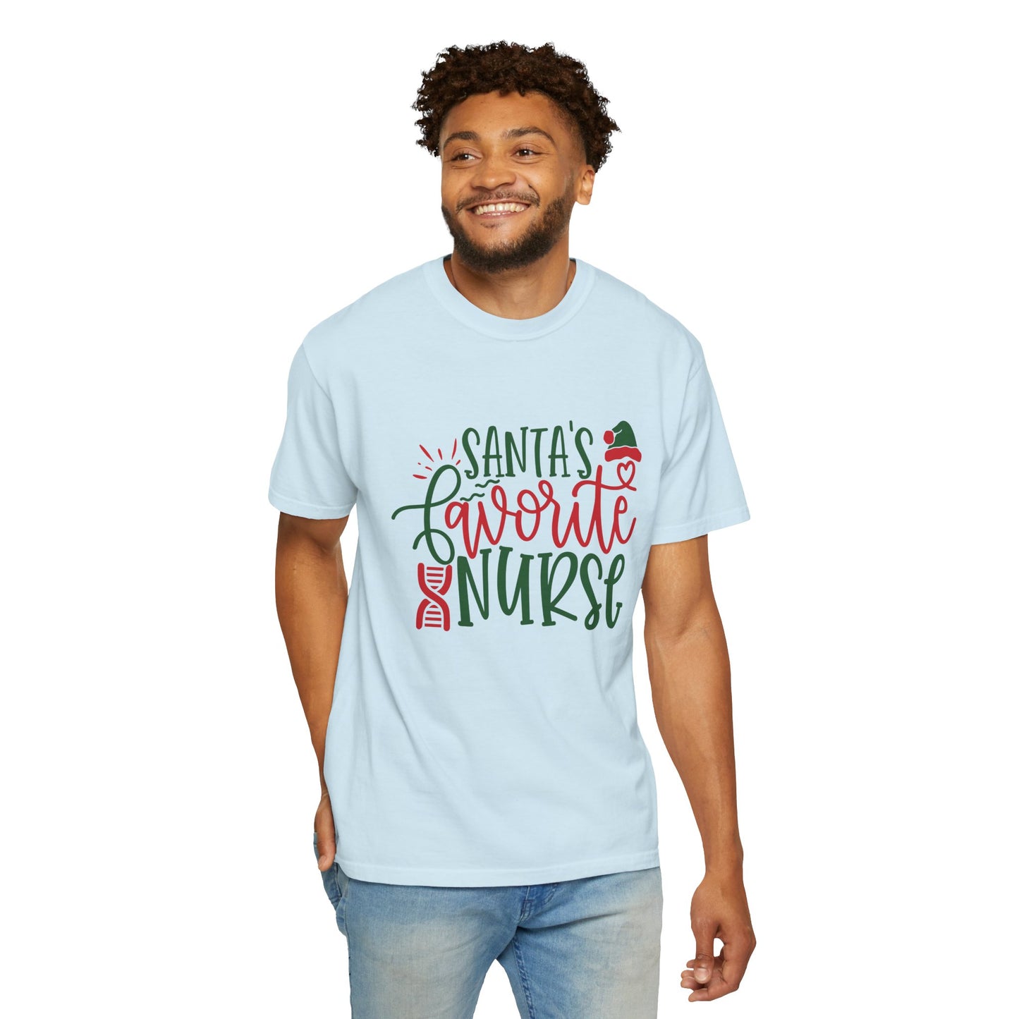 Santa's Favorite Nurse - Unisex Garment-Dyed T-shirt - 10352