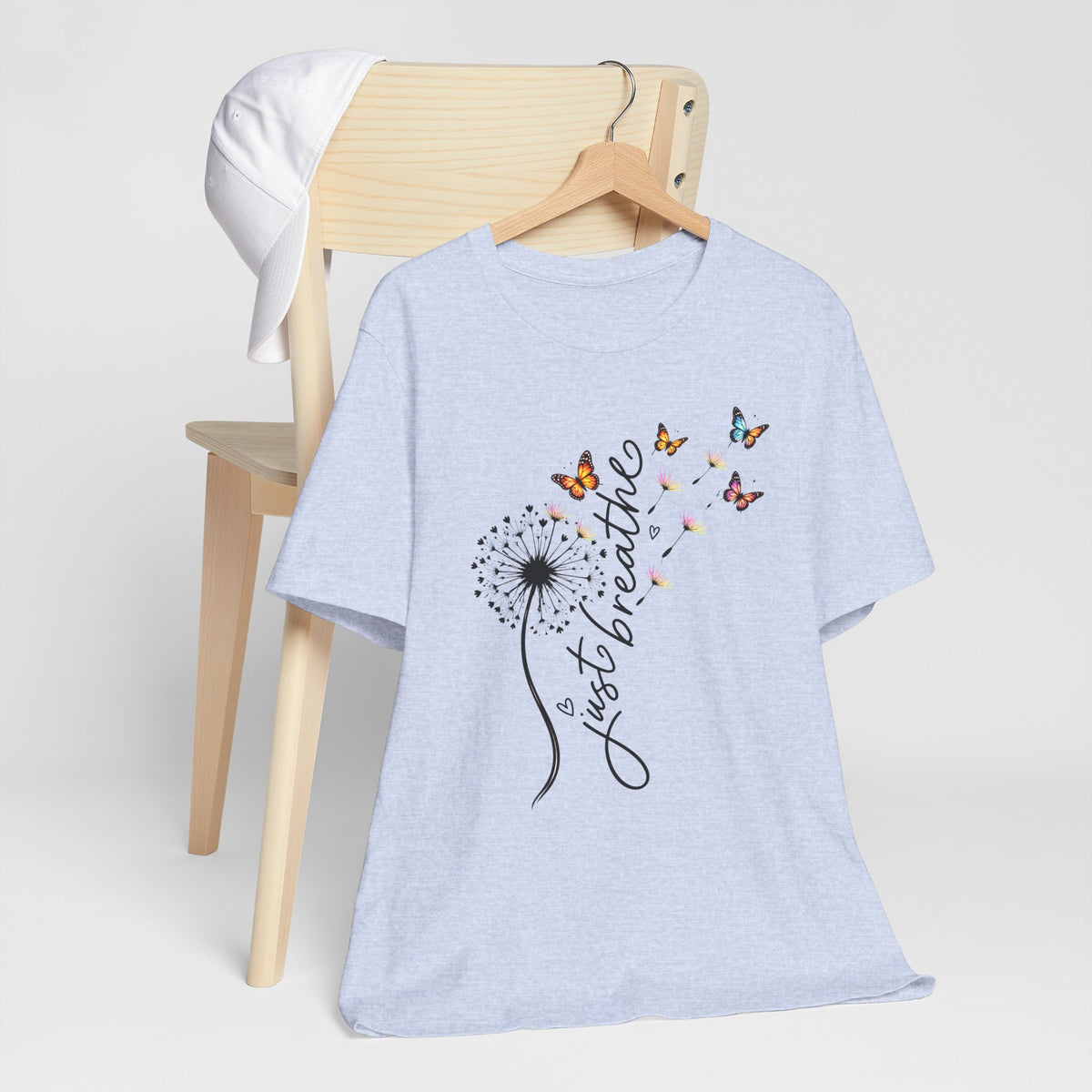 Just Breathe Dandelion T-Shirt,  Butterfly Inspirational Tee - 14519