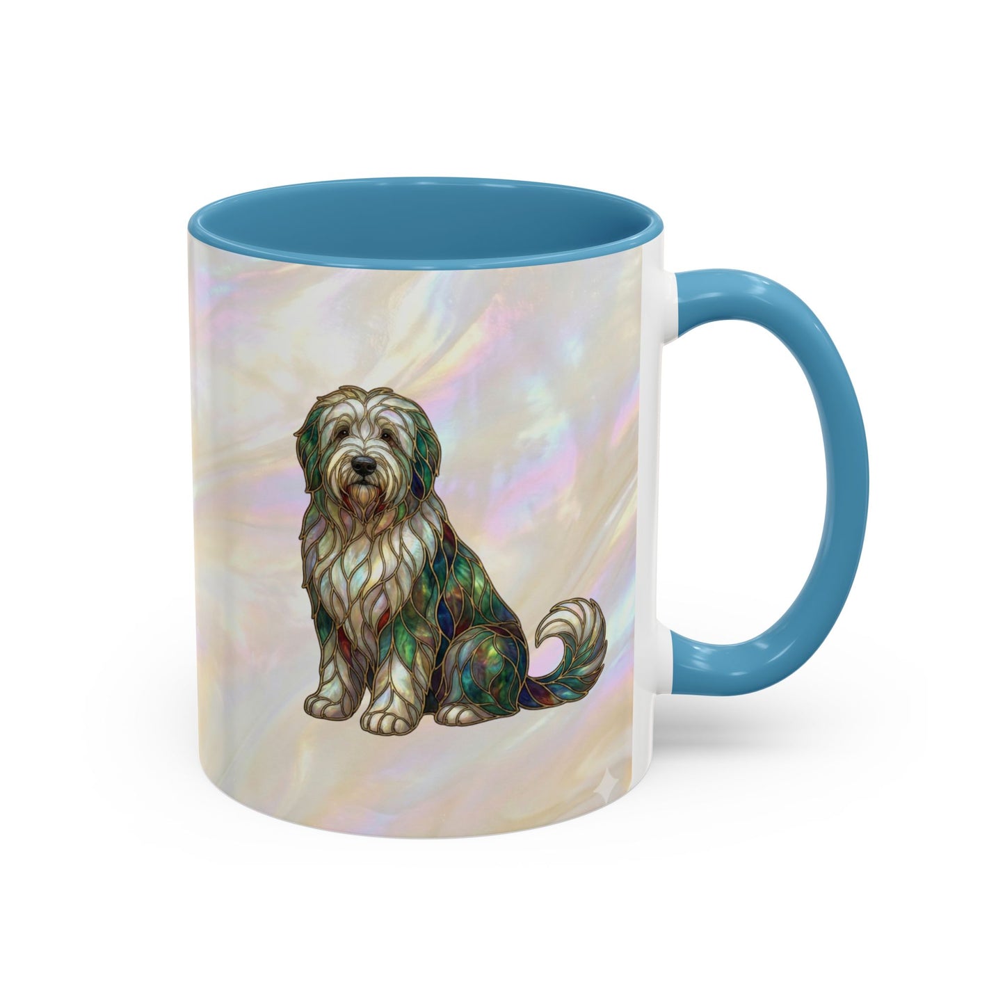 English Sheepdog Accent Coffee Mug -Stained Glass Style (11/15oz) - 14631