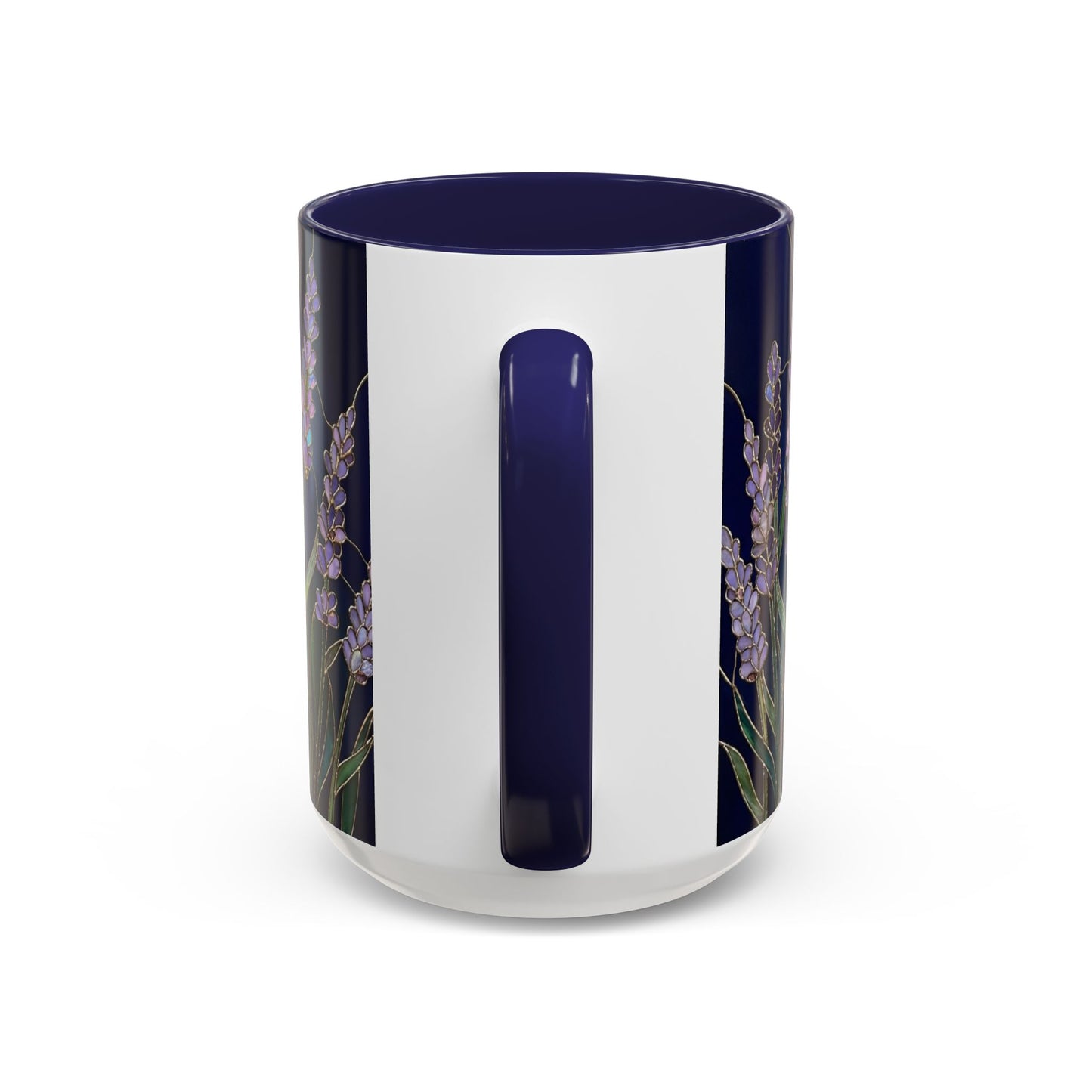 Lavender Floral Accent Coffee Mug — Stained Glass Design 11/15oz - 14531