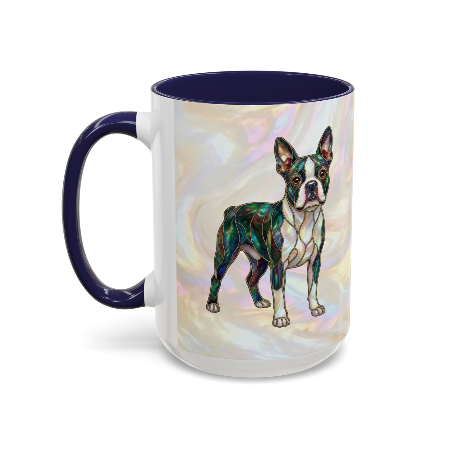 Boston Terrier Accent Coffee Mug — Stained Glass Design (11/15 oz) - 14620