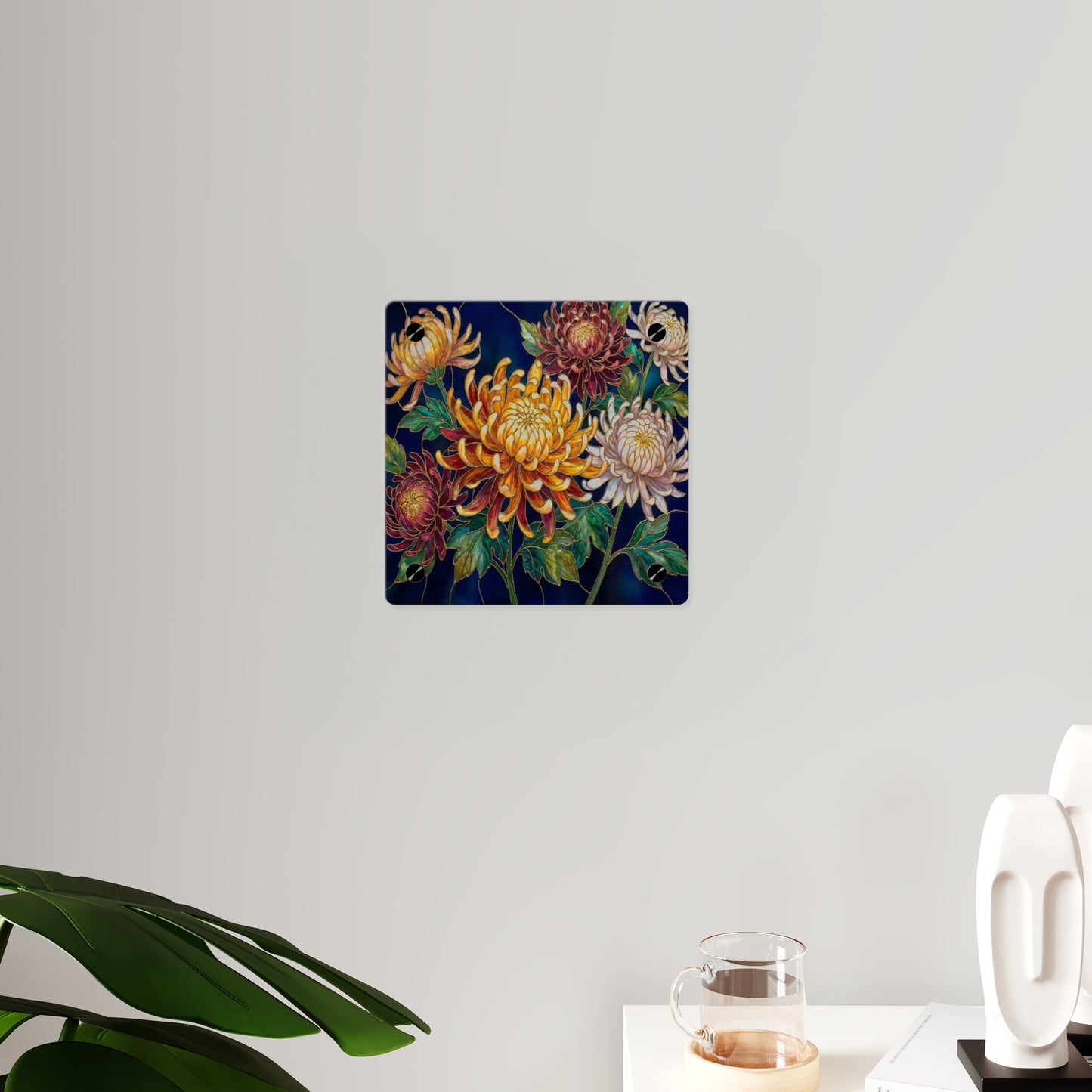 Chrysanthemum Acrylic Wall Art Panel — Floral Botanical Home Décor - 14609