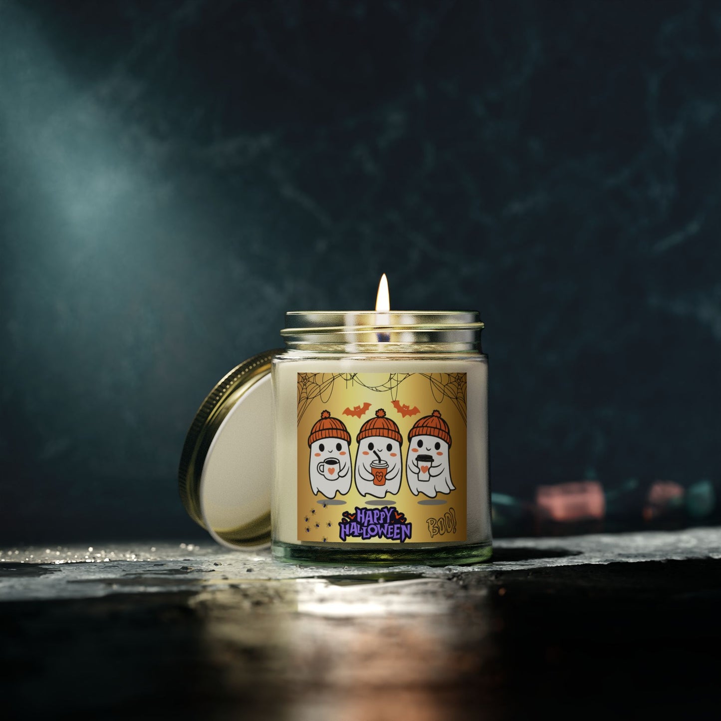 Cute Halloween Ghosts - Scented Candles, Coconut Apricot Wax (4oz, 9oz)