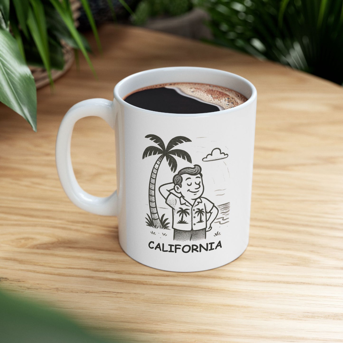 "Life’s better with palm trees and ocean breeze." California Ceramic Mug - 12693