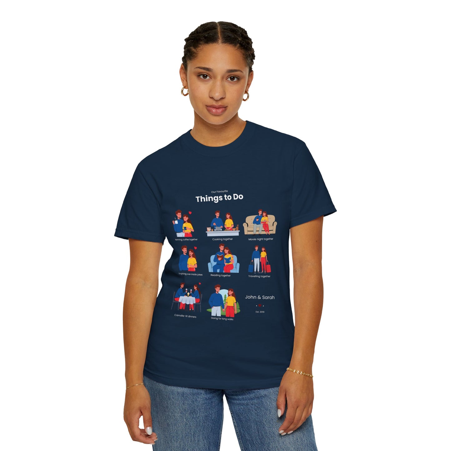Our Favourite Things to Do Together – Personalised Valentine’s Illustration T-Shirt Gift - 14722