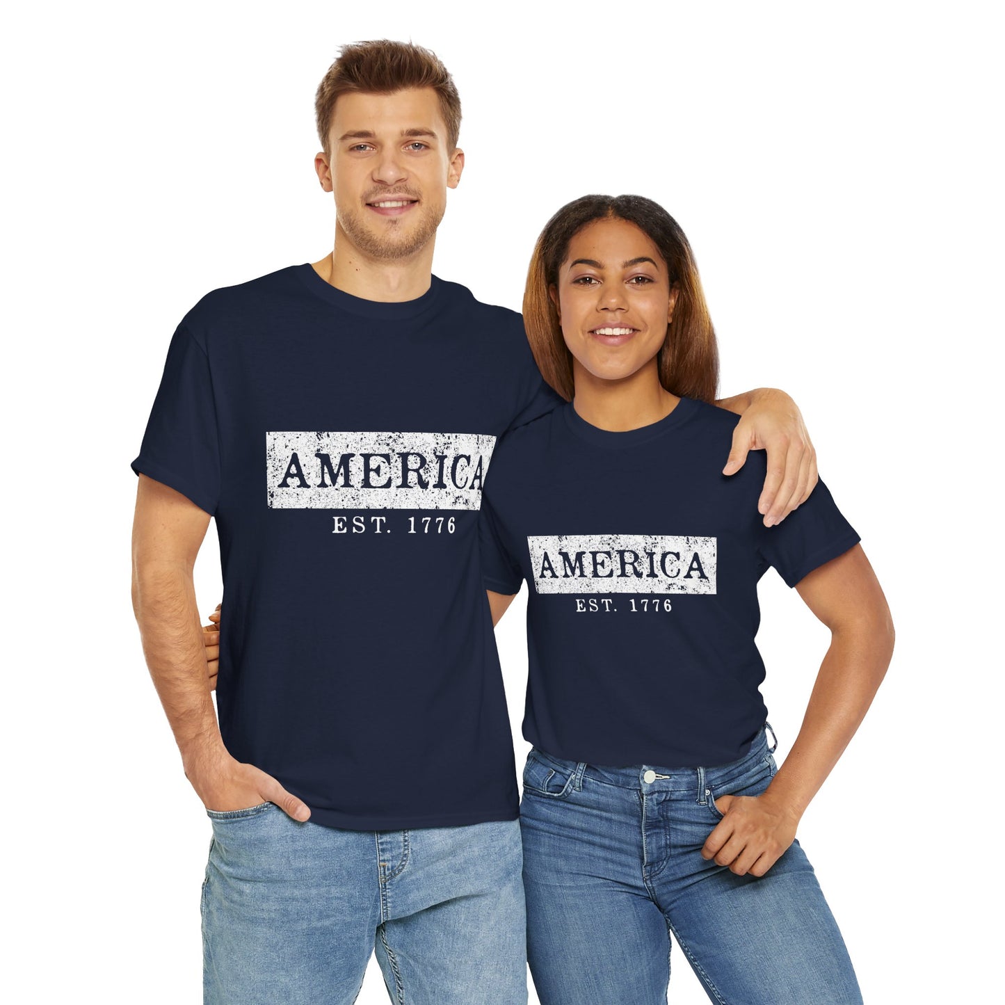 Patriotic Unisex Tee - America EST 1776, Vintage Style Shirt, Independence Day Gift, Casual Wear, Gifts for Him/Her - 13736