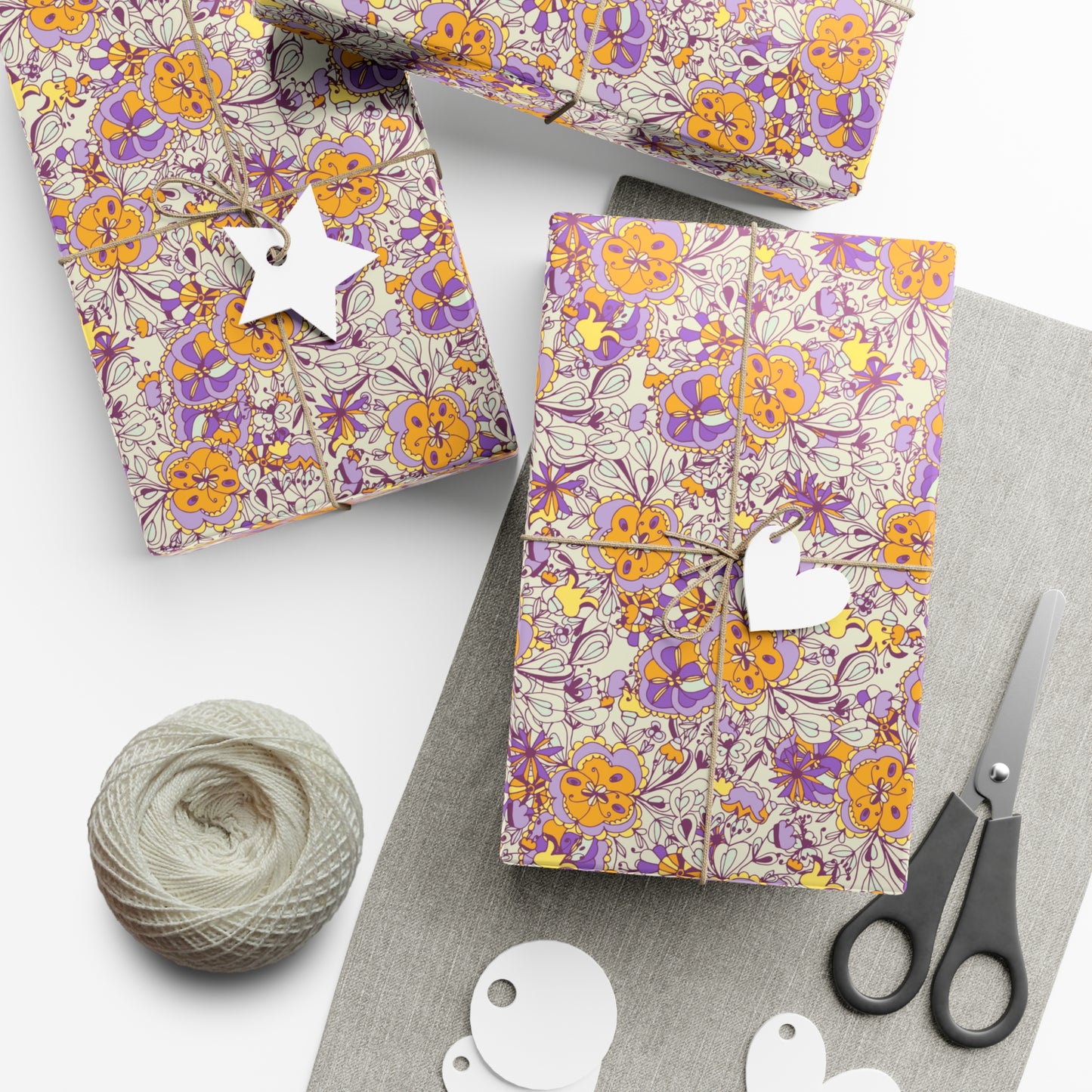 Orange & Purple Flowers - Gift Wrap Papers - 10240