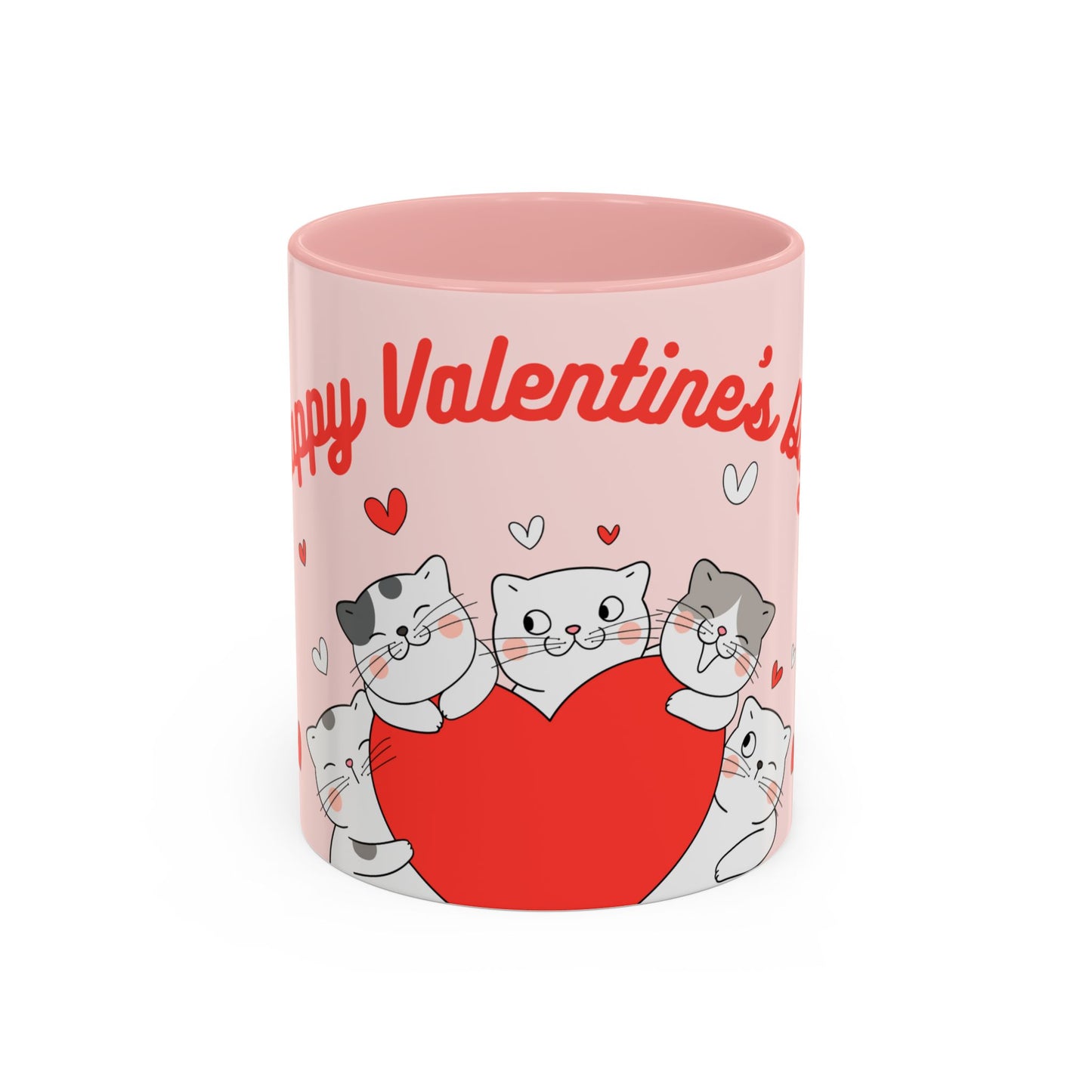 Cats, Happy Valentine's - Accent Coffee Mug (11, 15oz) - 11124