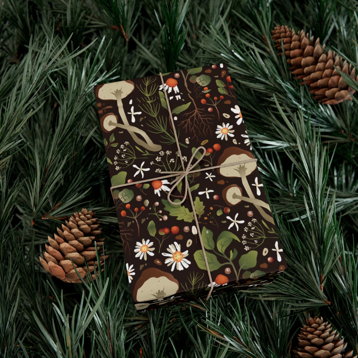 Dark Brown, Mushroom Pattern - Gift Wrap Papers - 10365