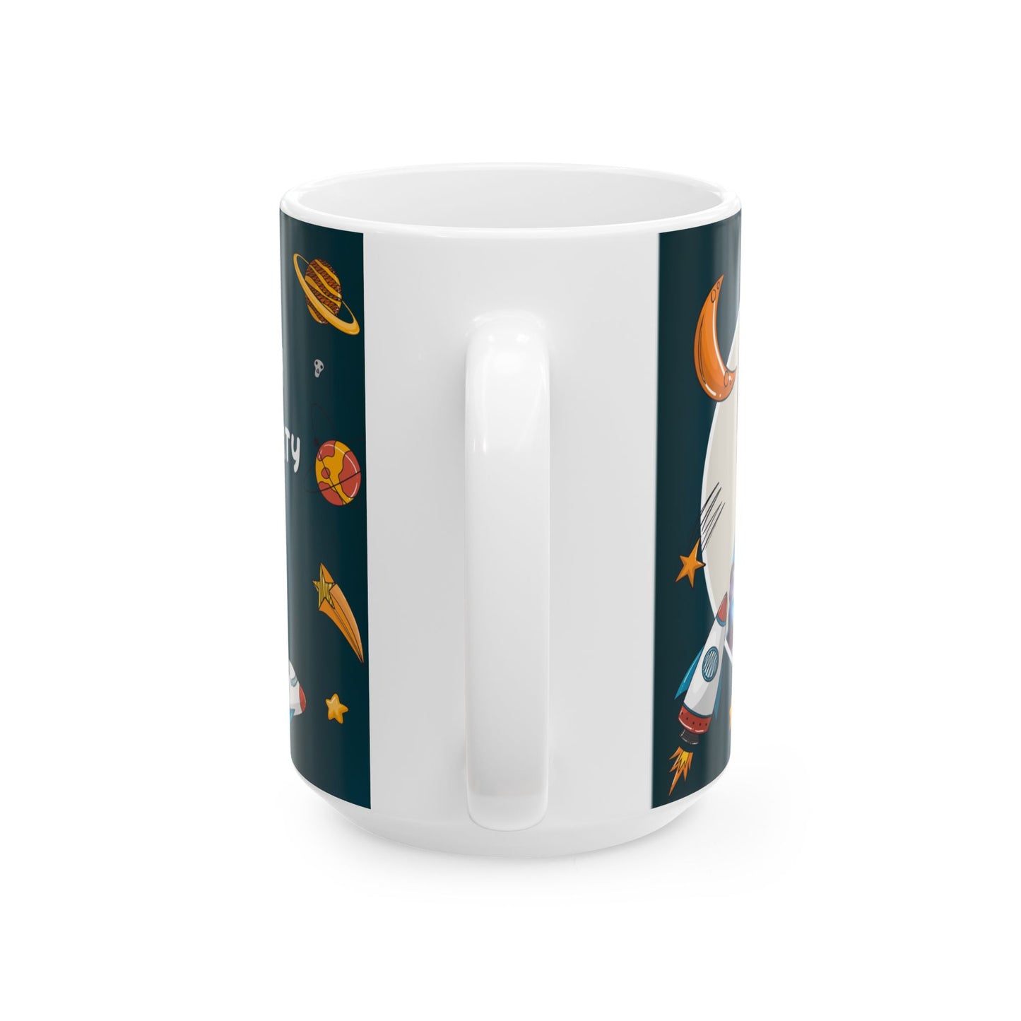 Personalized Space-Themed Ceramic Mug - Birthday Gift, Kids Space Party, Astronaut Design, Custom Coffee Cup, Birthday Celebration - 13978