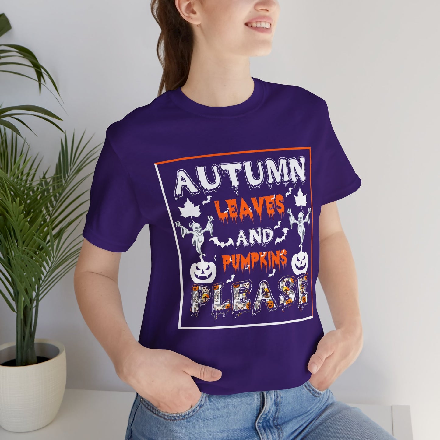 Halloween: Autumn Leaves & Pumpkins Please - Unisex Jersey Short Sleeve Tee - 12656