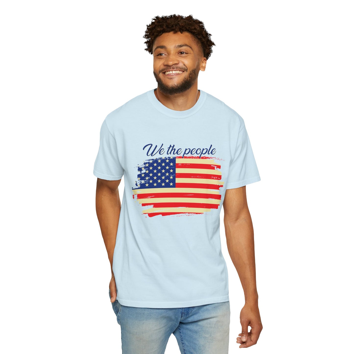 Patriotic Garment-Dyed T-Shirt - We the People, Independence Day Gift, Casual Wear, Constitution Day, Freedom Apparel - 13691