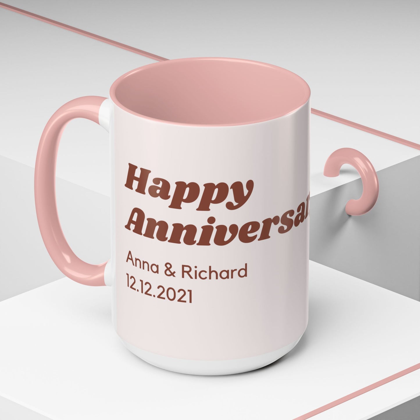 Happy Anniversary,  Details Customizable - Accent Coffee Mug (11, 15oz) - 11137