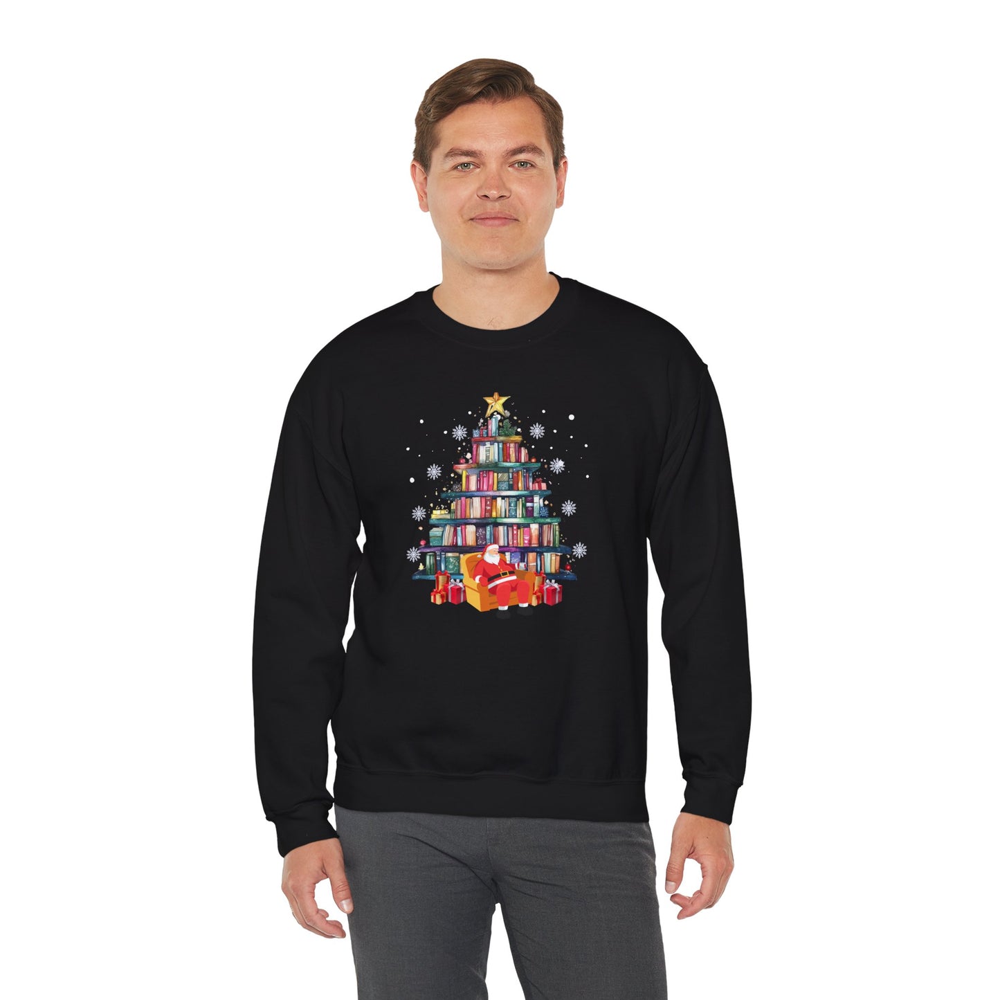 The Book Lover's Christmas Tree - Unisex Heavy Blend™ Crewneck Sweatshirt