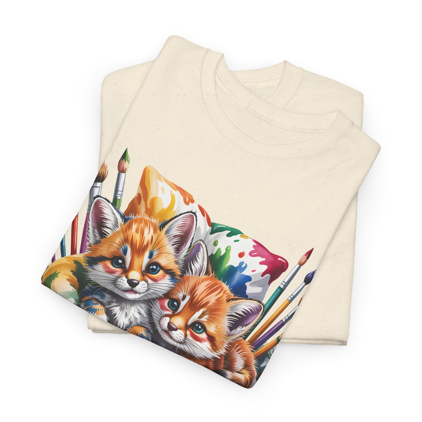 Artist Kittens T-Shirt — Cute Painting Cats Graphic Tee, Cat Lover Gift - 14866