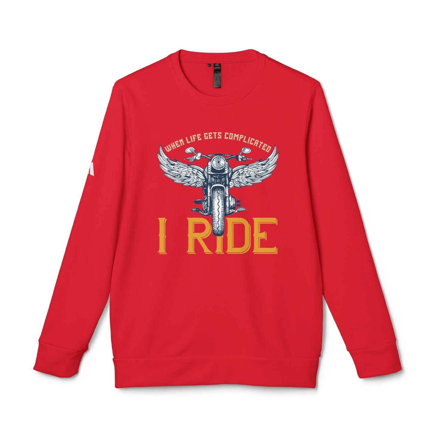 When Life Gets Complicated, I Ride - adidas Unisex Fleece Crewneck Sweatshirt - 14098