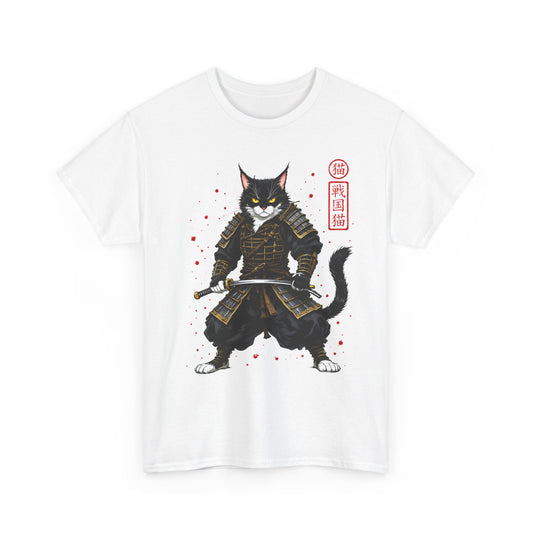 Samurai Cat T-Shirt – Japanese Warrior Cat Graphic Tee, Anime Samurai Cat Shirt, Japanese Streetwear Gift - 14913