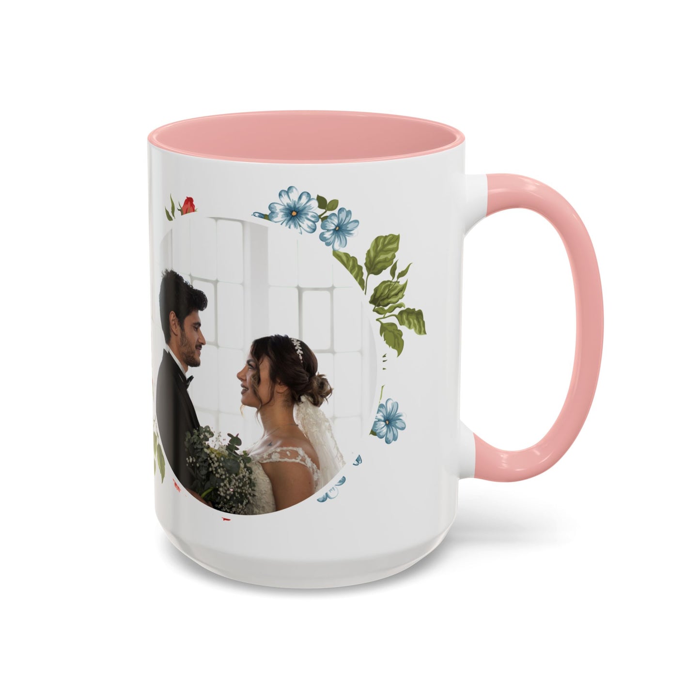 Happy Wedding, Details Customizable - Accent Coffee Mug (11, 15oz) - 10928