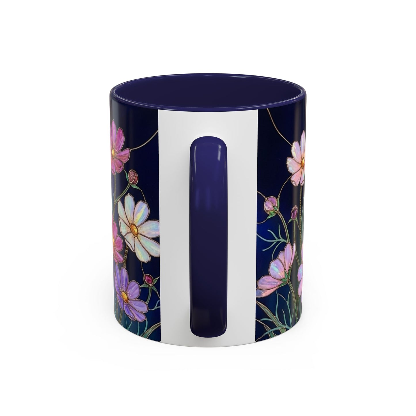 Cosmos Floral Accent Coffee Mug — Stained Glass Design 11/15oz - 14561