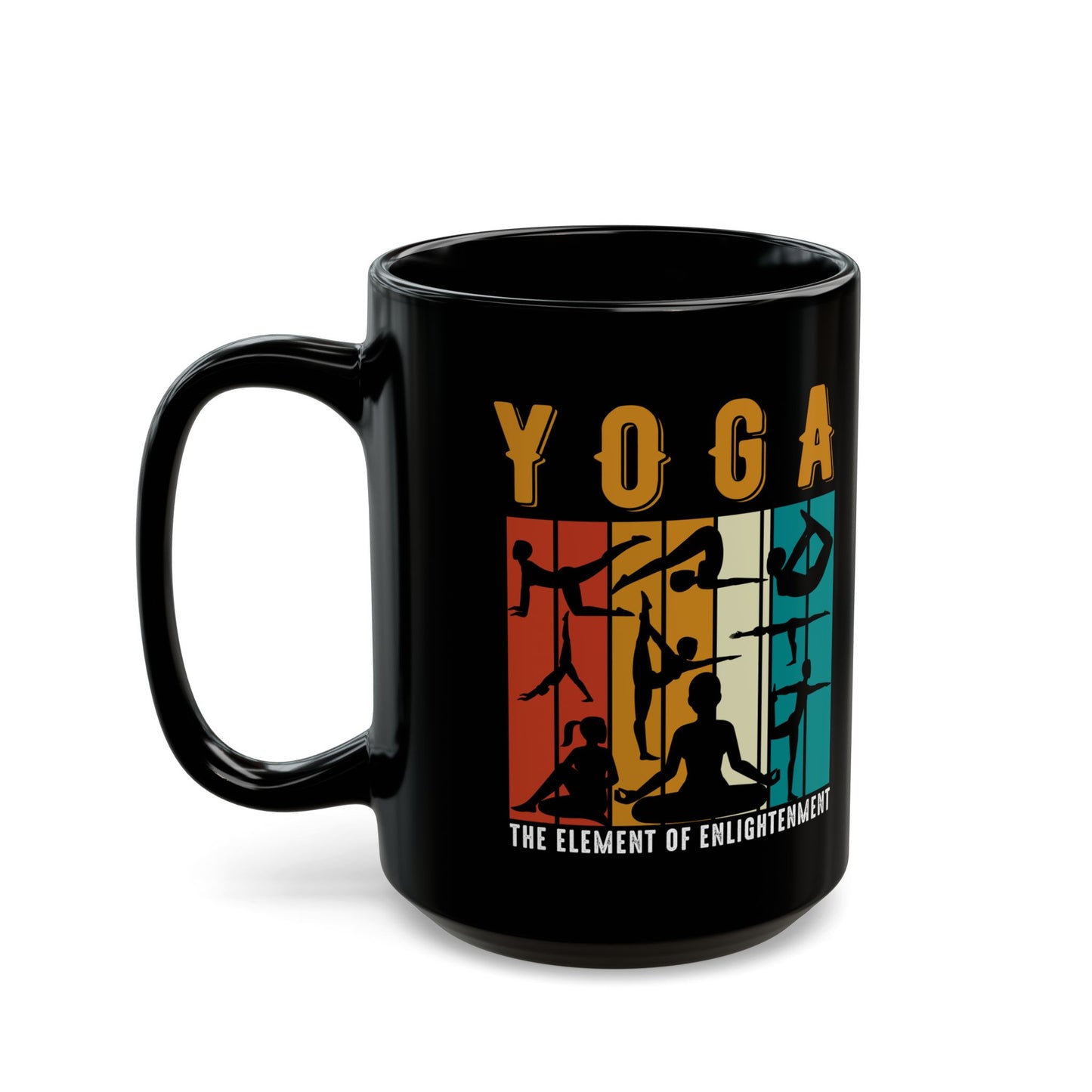 Yoga - Element of Enlightenment Black Mug for Mindful Sipping, Meditation Gift, Yogini Coffee Cup - 13168