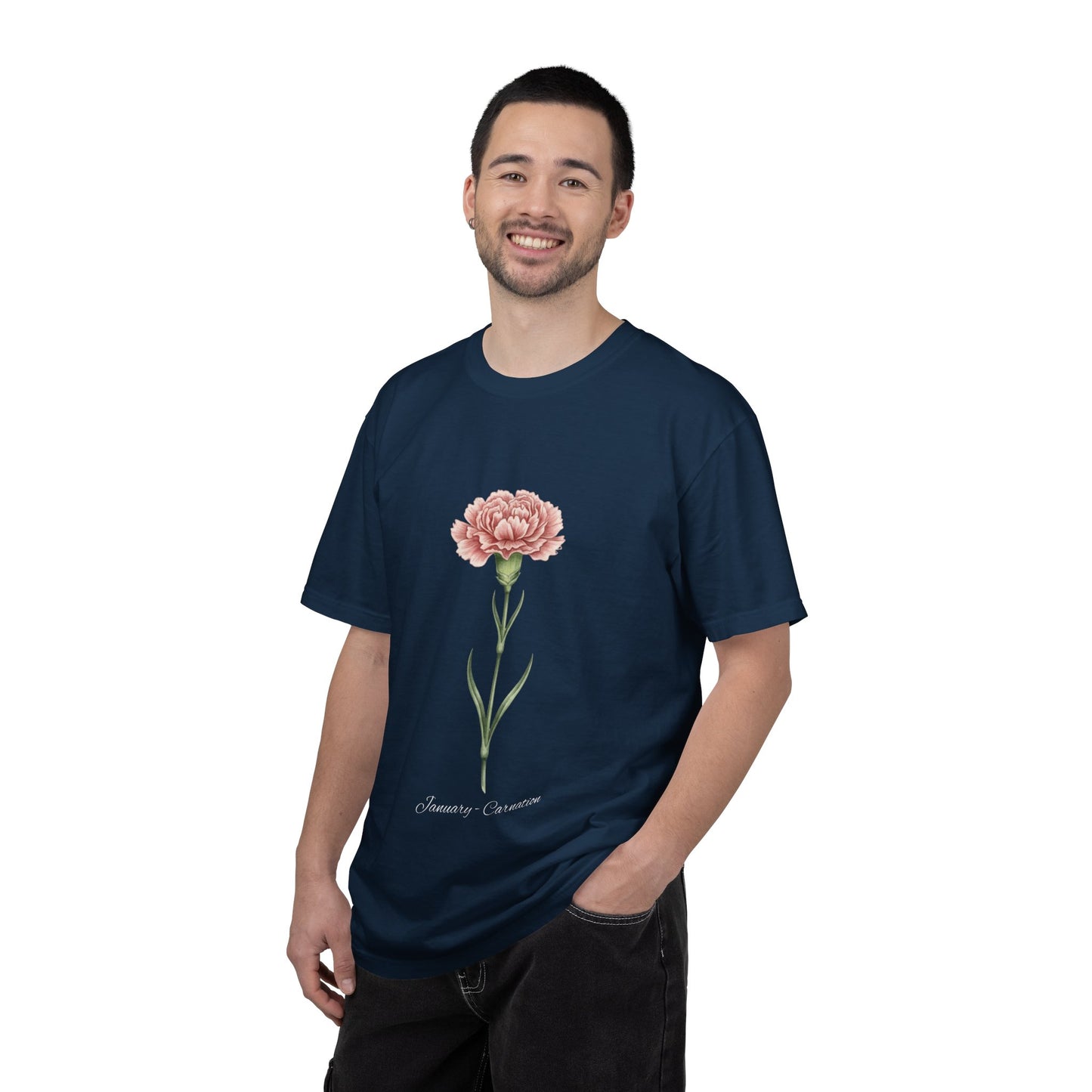 January Birth Flower Carnation T-Shirt – Heavyweight Garment-Dyed Tee - 14686