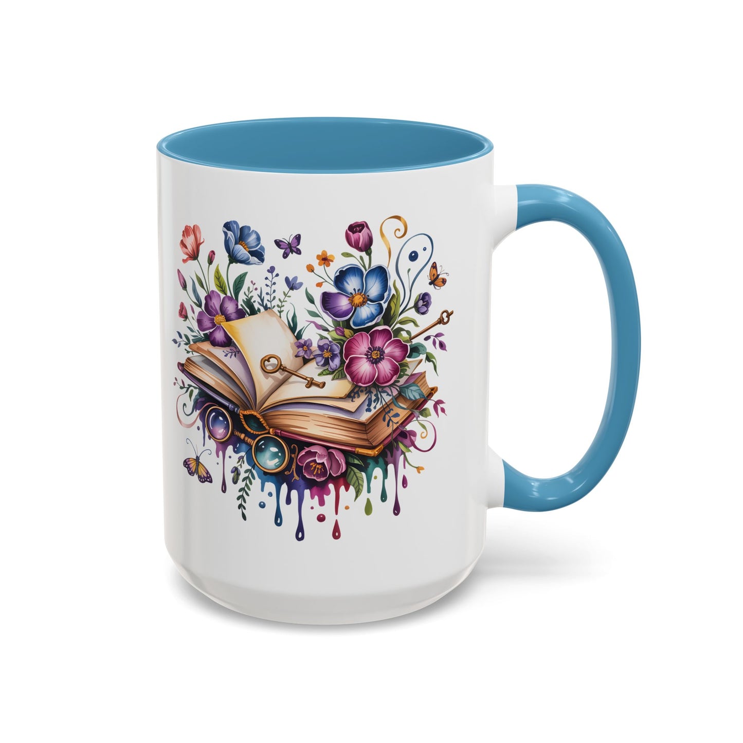 Floral Storybook Coffee Mug – Open Book with Flowers, Book Lover Gift (11oz / 15oz) - 14829