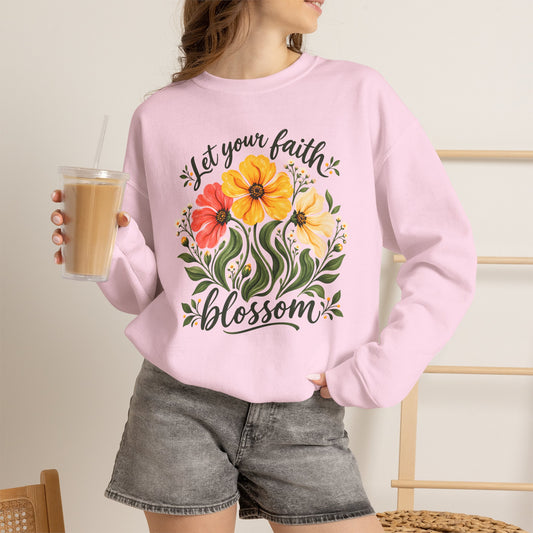 Let Your Faith Blossom Sweatshirt, Floral Christian Crewneck - 14507