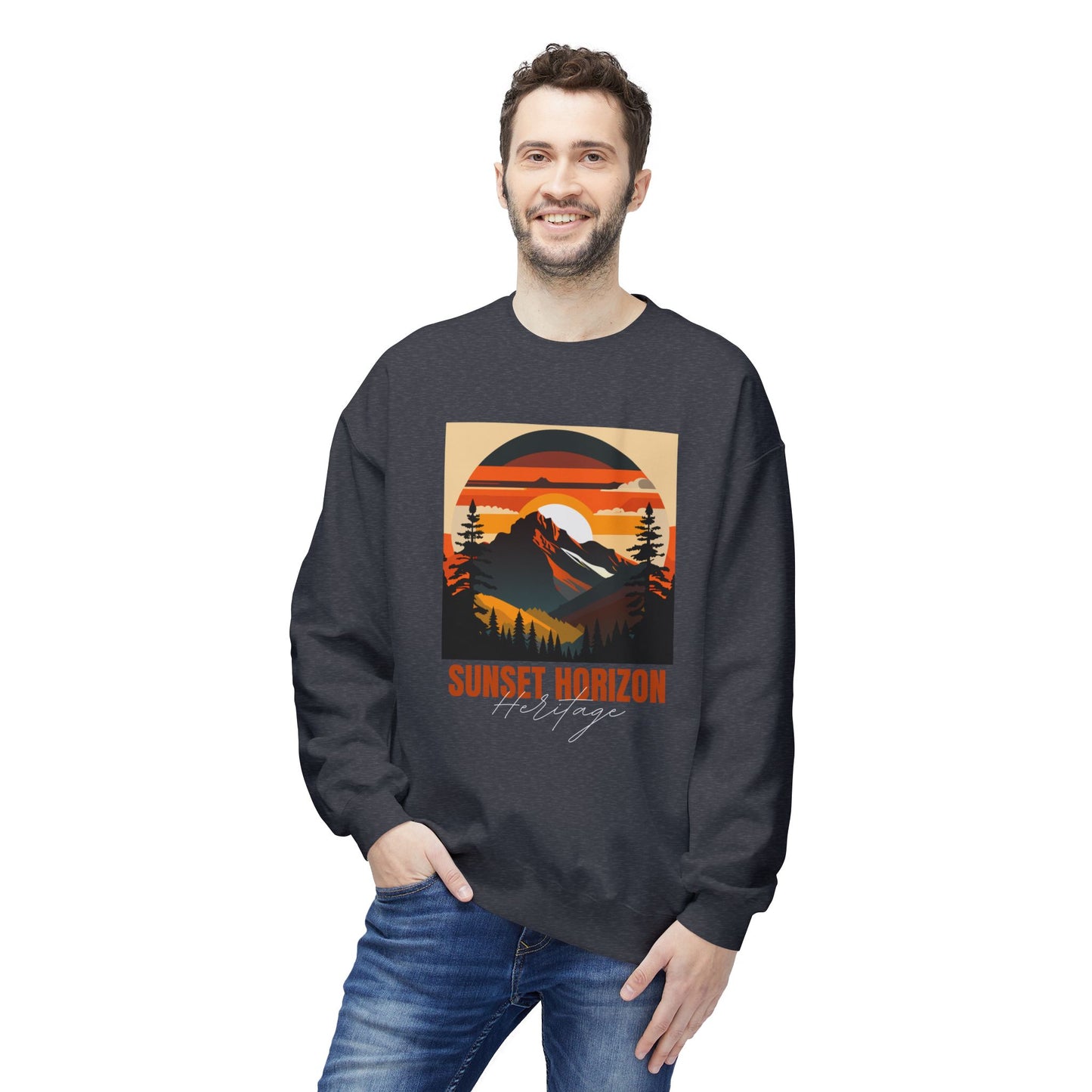 Sunset Horizon - Unisex Midweight Softstyle Fleece Crewneck Sweatshirt - 10621