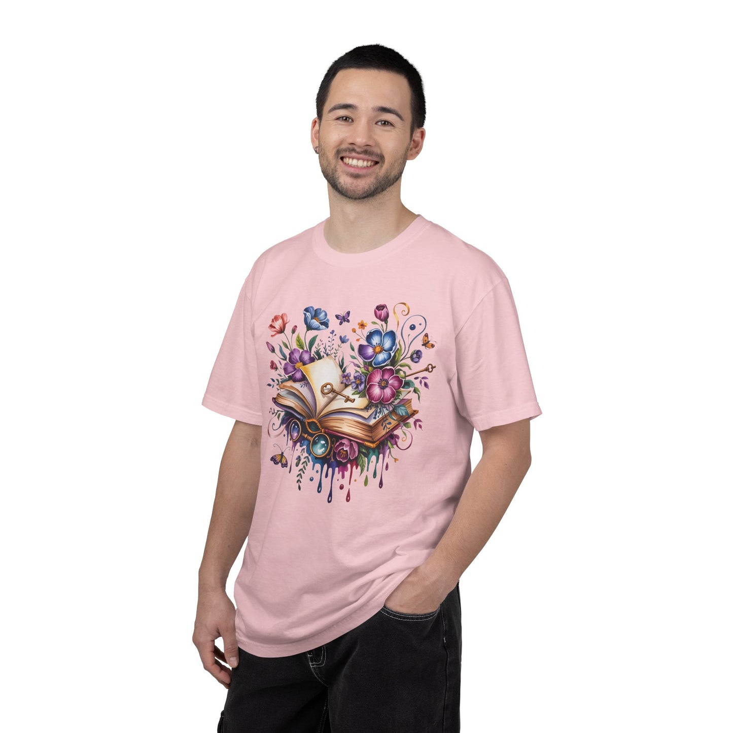 Magic Book Floral T-Shirt – Colorful Open Book & Flowers, Book Lover Gift Tee - 14830