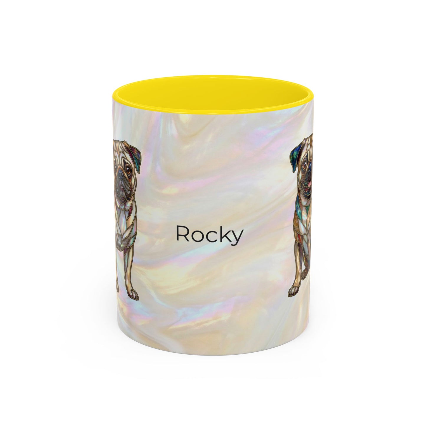 Personalized Pug Accent Coffee Mug –  Stained Glass Design (11/15oz) - 14547