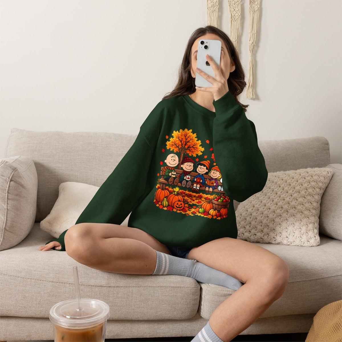 Fall Friends Crewneck Sweatshirt, Cute Autumn Pumpkin Patch Design - 14999