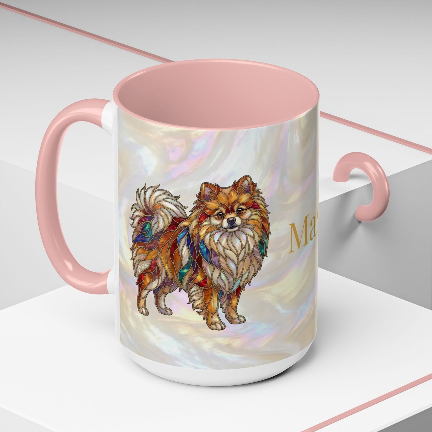 Pomeranian Accent Coffee Mug — Stained Glass Design (11/15oz) - 14638