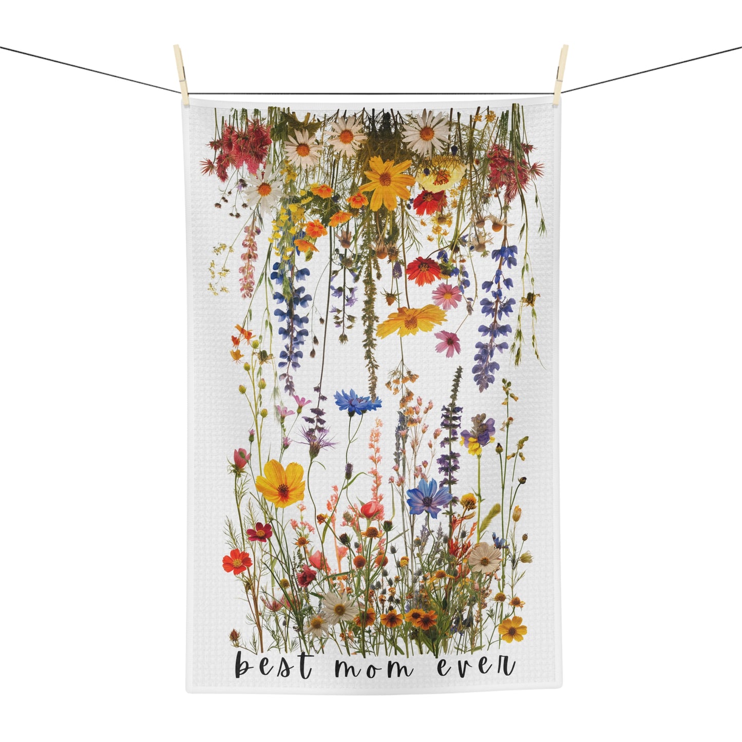 Best Mom Ever, Wildflowers  - Microfiber Tea Towel