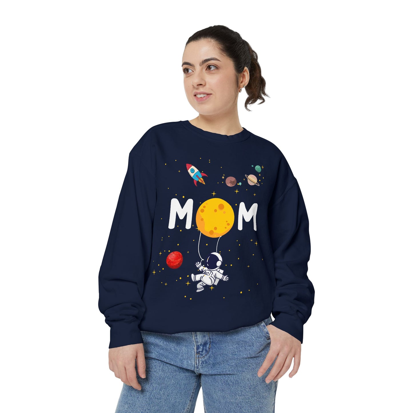 Astronaut Mom Garment-Dyed Sweatshirt | Space-Themed Gift for Mothers - 11838