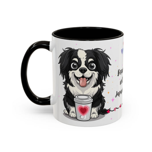 Brewing Joy with my Japanese Chin - Accent Coffee Mug (11, 15oz) - 10660