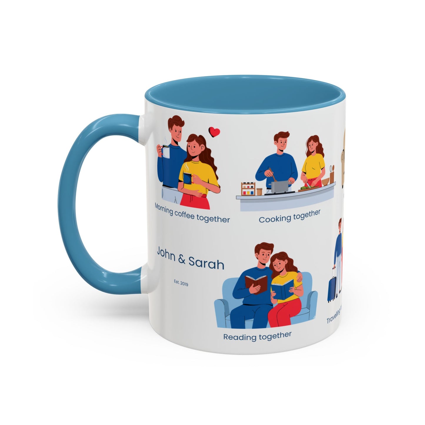 Our Favorite Things to Do Valentine’s Mug – Cozy Couples Illustrated Accent Coffee Mug - 14704