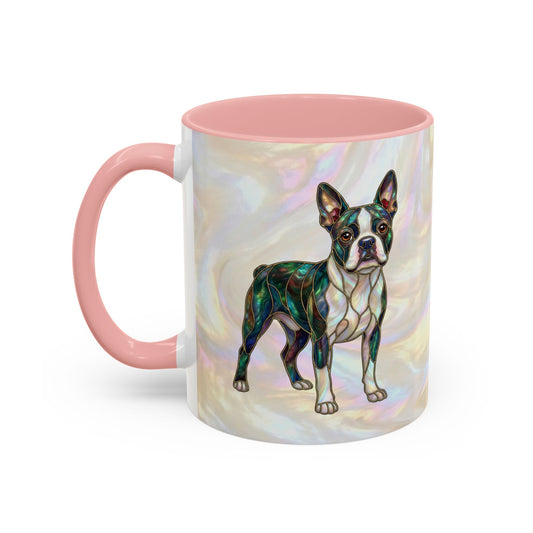 Boston Terrier Accent Coffee Mug — Stained Glass Design (11/15 oz) - 14620