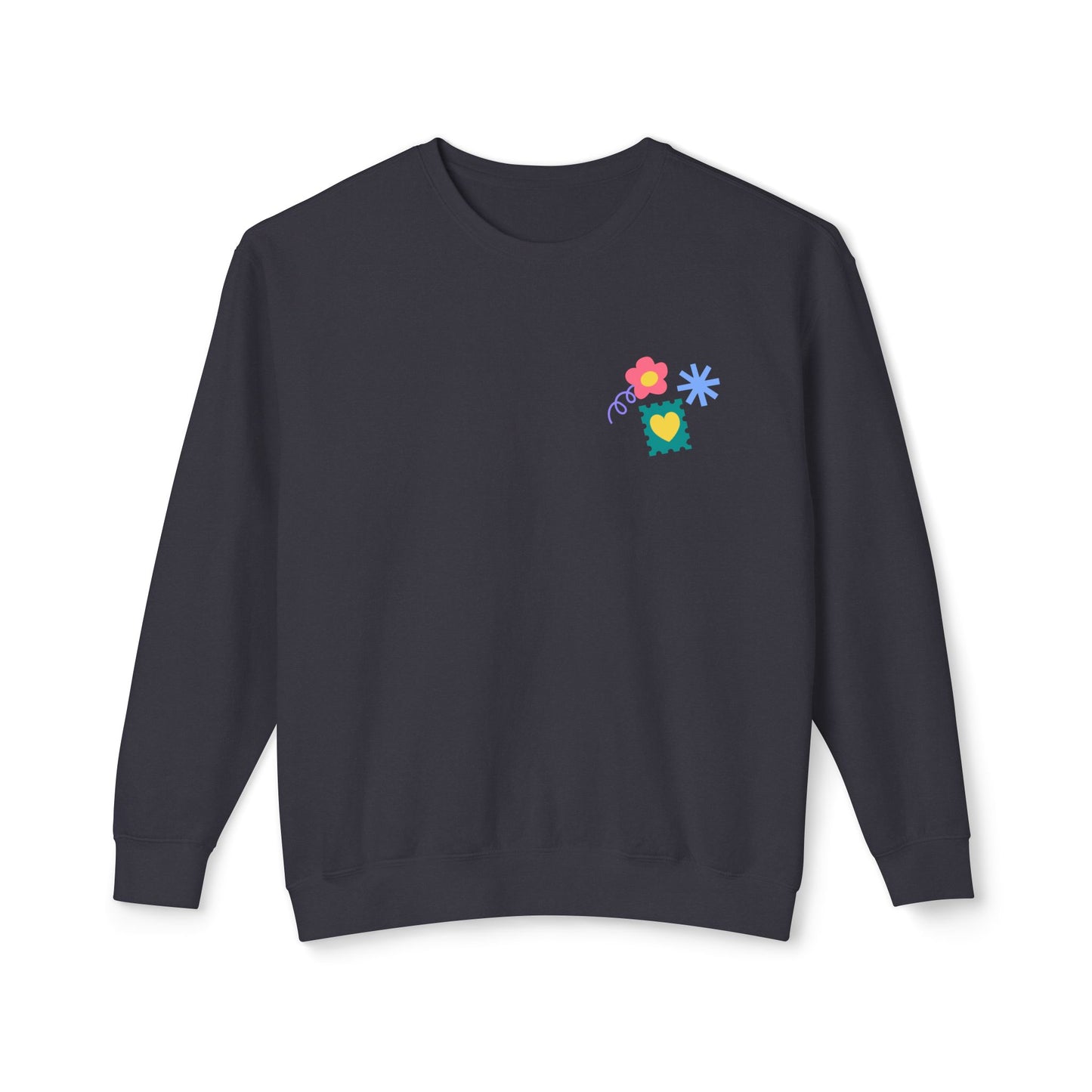 Flowers, Heart, Rainbow, Happy Face - Unisex Lightweight Crewneck Sweatshirt - 11485