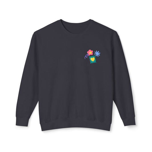 Flowers, Heart, Rainbow, Happy Face - Unisex Lightweight Crewneck Sweatshirt - 11485