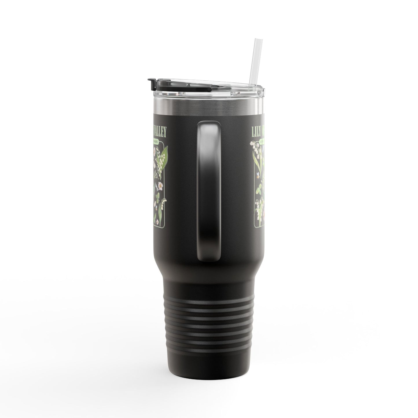Lily of the Valley 40oz Insulated Travel Mug – Botanical Floral Tumbler with Handle & Straw - 14889