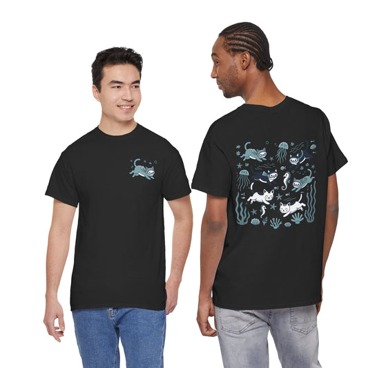 Sea Cats T-Shirt — Cute Underwater Cat Graphic Tee, Ocean Cat Lover Gift - 14869